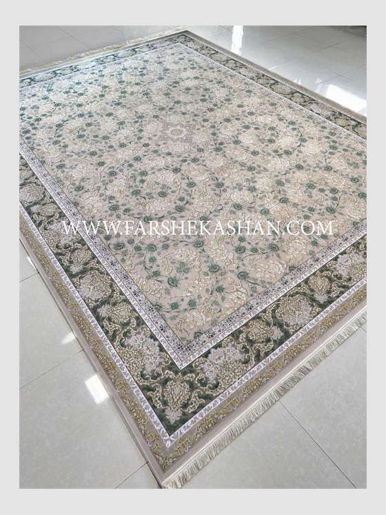 فرش طرح رزیتا 201  گل سبز