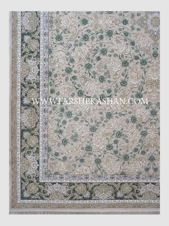 فرش طرح رزیتا 201  گل سبز