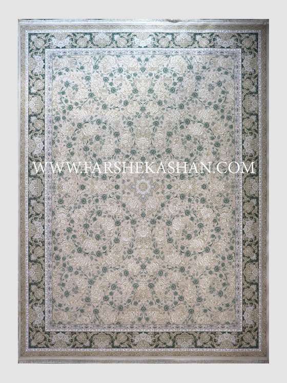 فرش طرح رزیتا 201  گل سبز